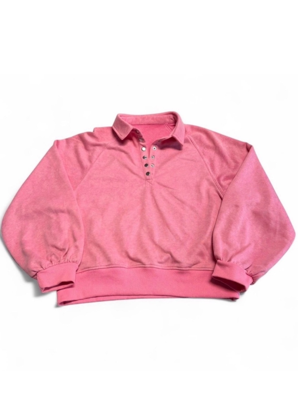 3/$20 Cropped Collared Pink Pullover Sweatshirt Women’s Small Comfy Loungewear